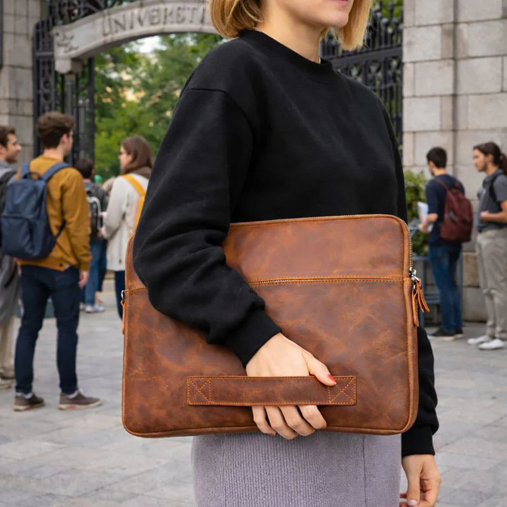 Leeds Slanke Leren Laptoptas / Tablethoes