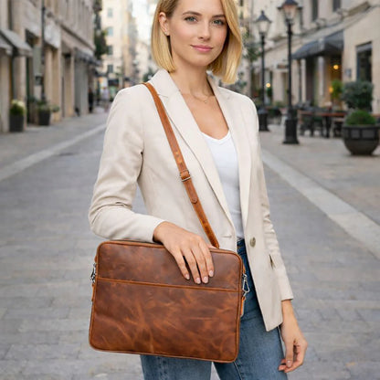 Leeds Slanke Leren Laptoptas / Tablethoes