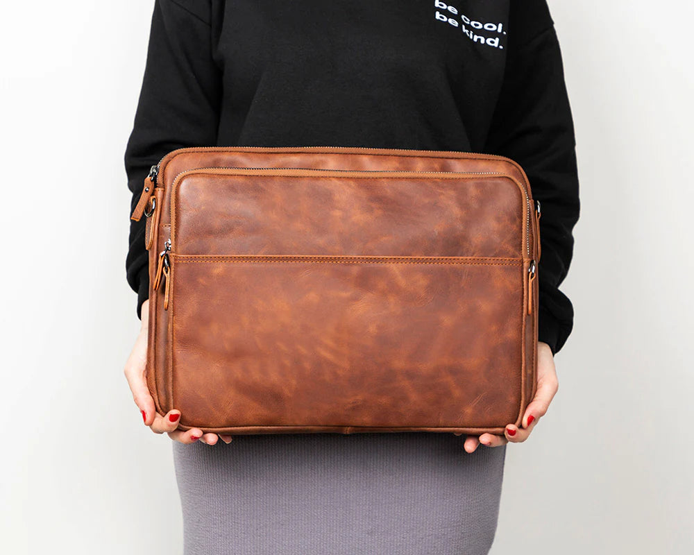 Leeds Slanke Leren Laptoptas / Tablethoes