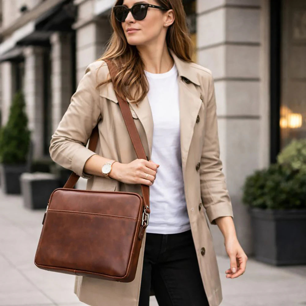 Leeds Slanke Leren Laptoptas / Tablethoes