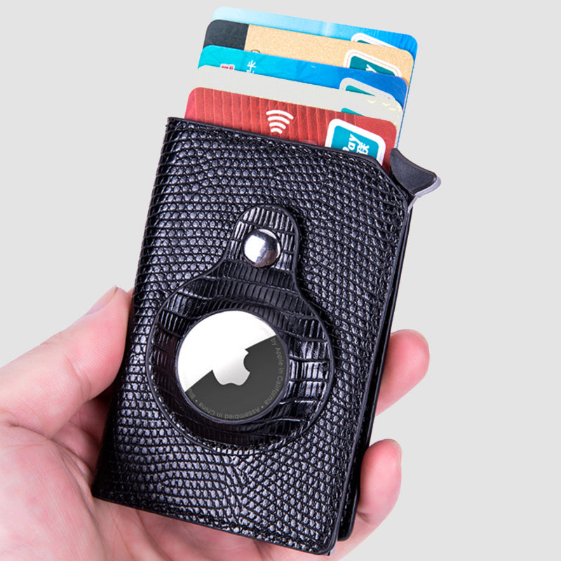 RFID-portemonnee van PU-leer met geïntegreerde trackerhouder