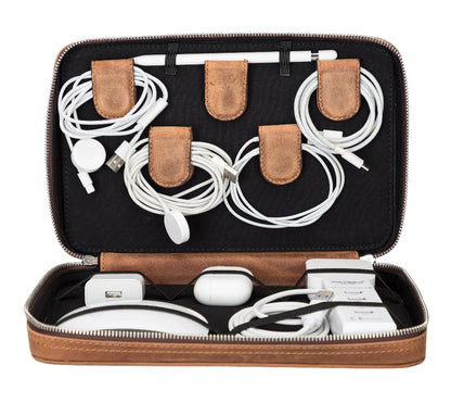 Leren Kabel Organizer voor Reizen