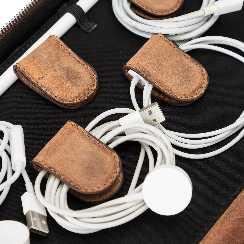 Leren Kabel Organizer voor Reizen