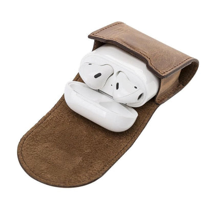 Mai Magnet Leren Case met Haak voor AirPods 1 en AirPods 2
