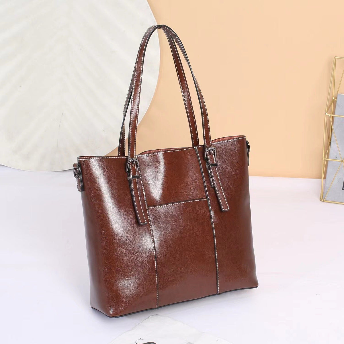 Praktische leren tote tas voor georganiseerde dagen