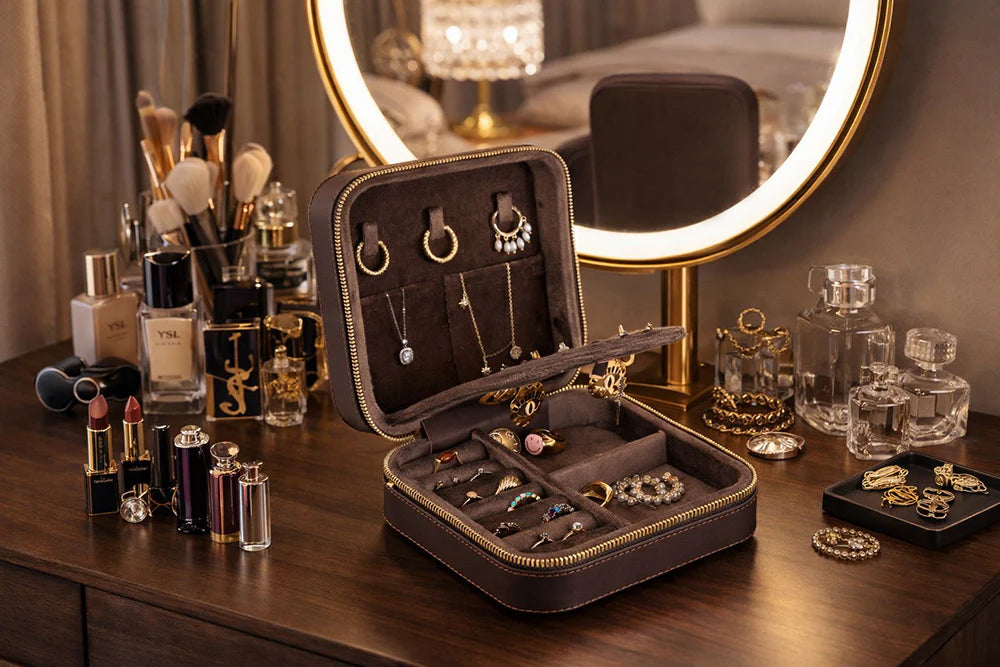 Amanda leren sieradendoos, groot