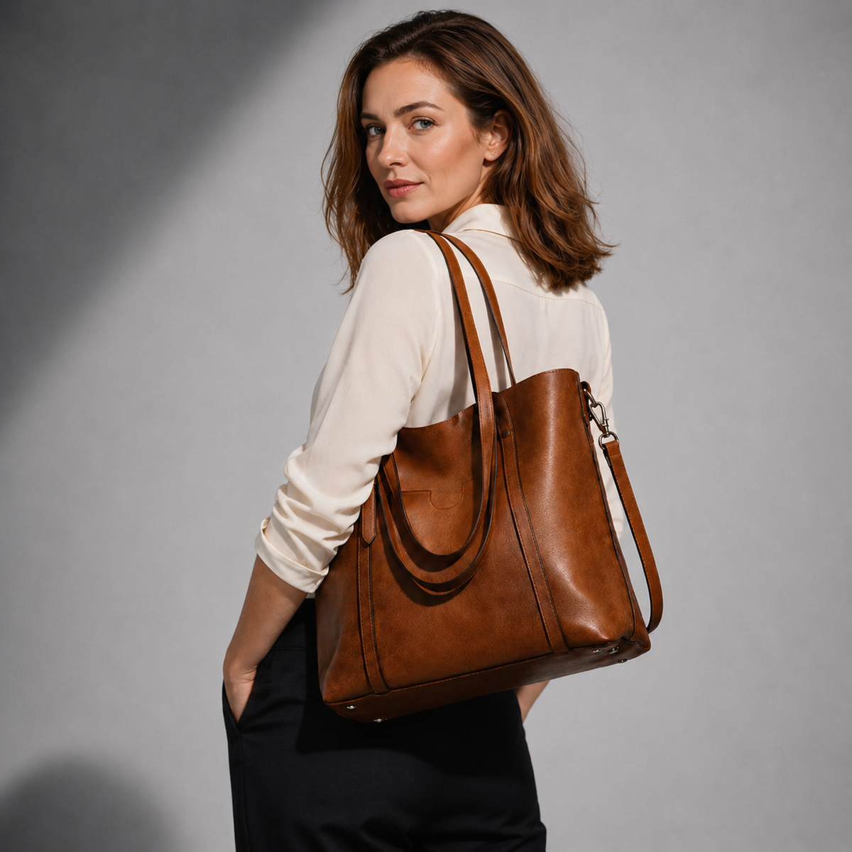 Elegante leren messenger tas voor dames