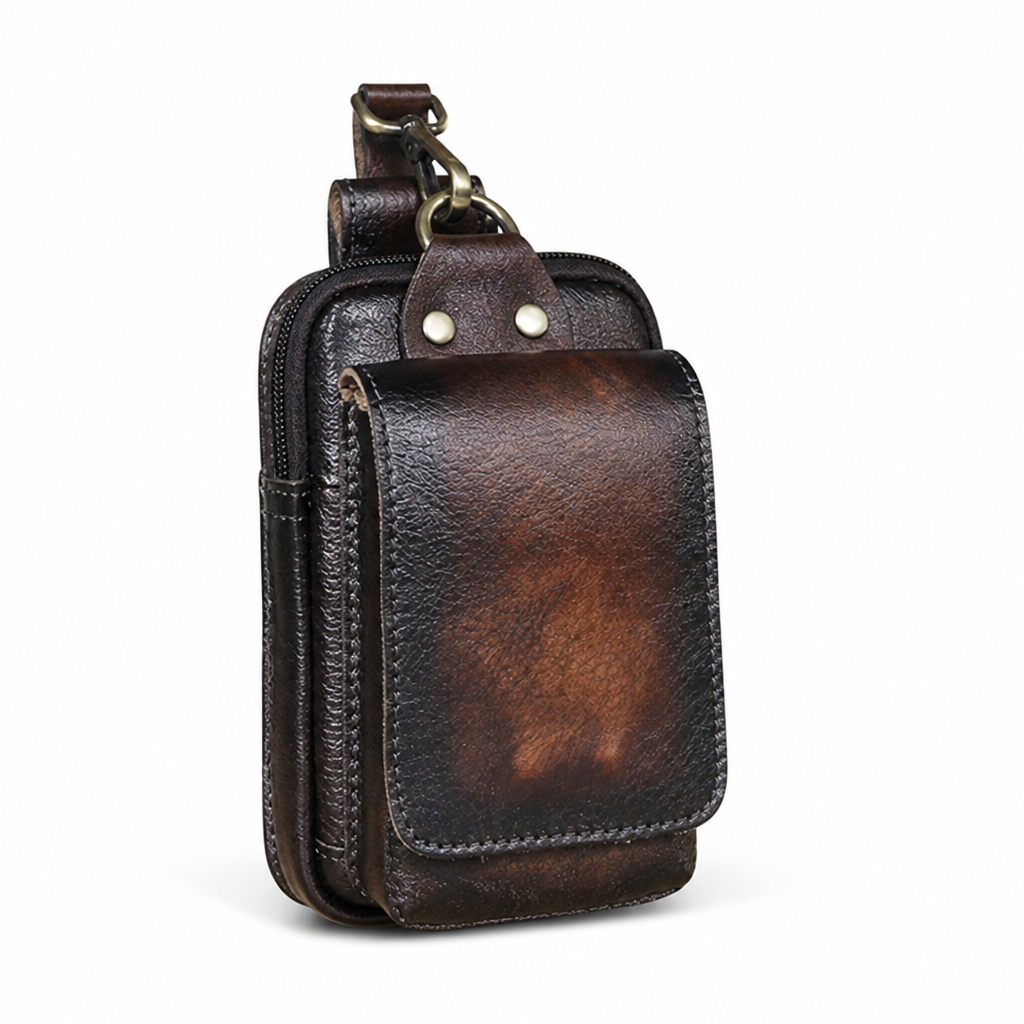 Compacte leren heuptas met ruimte voor dagelijkse essentials