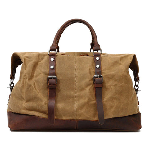 Vintage reistas van imitatieleer in retro stijl, vooraanzicht