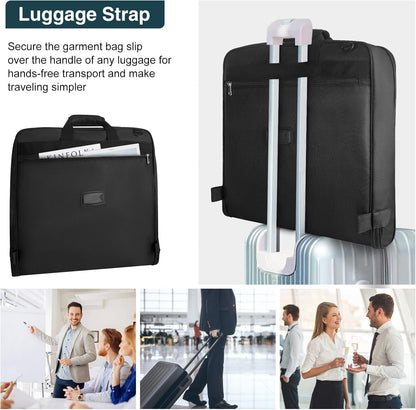 Opgevouwen kledinghoes die eenvoudig in handbagage past