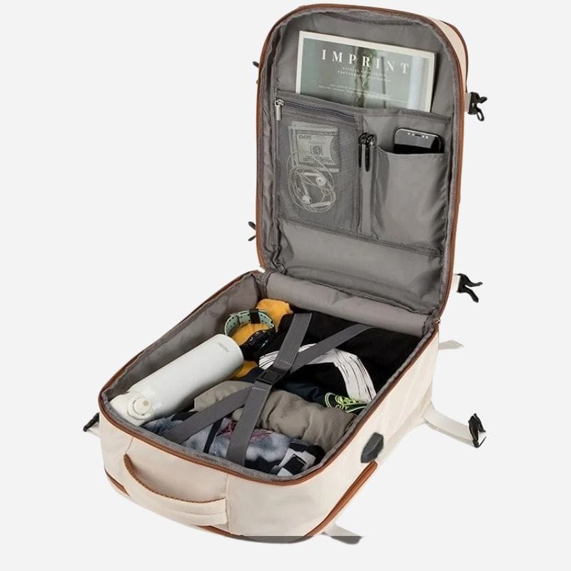Reisrugzak met praktische vakken voor bagage en accessoires