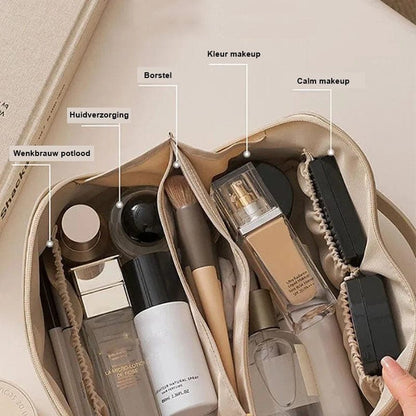 Make-uptas met overzichtelijke vakken voor make-up en accessoires