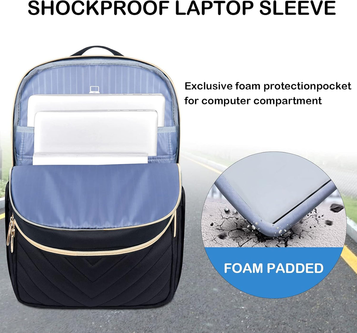 Voorzijde van een lichte rugzak met praktisch laptopvak